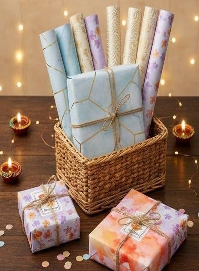Pulgos Multicolour Paper Gift Wrapping Roll Set (21 Items) | 10 Premium Wrapping Rolls with 10 Best Wishes Stickers & 1 Cello Tape | Perfect for Gifting, Hampers, Birthday Parties & All Celebrations - Image 3